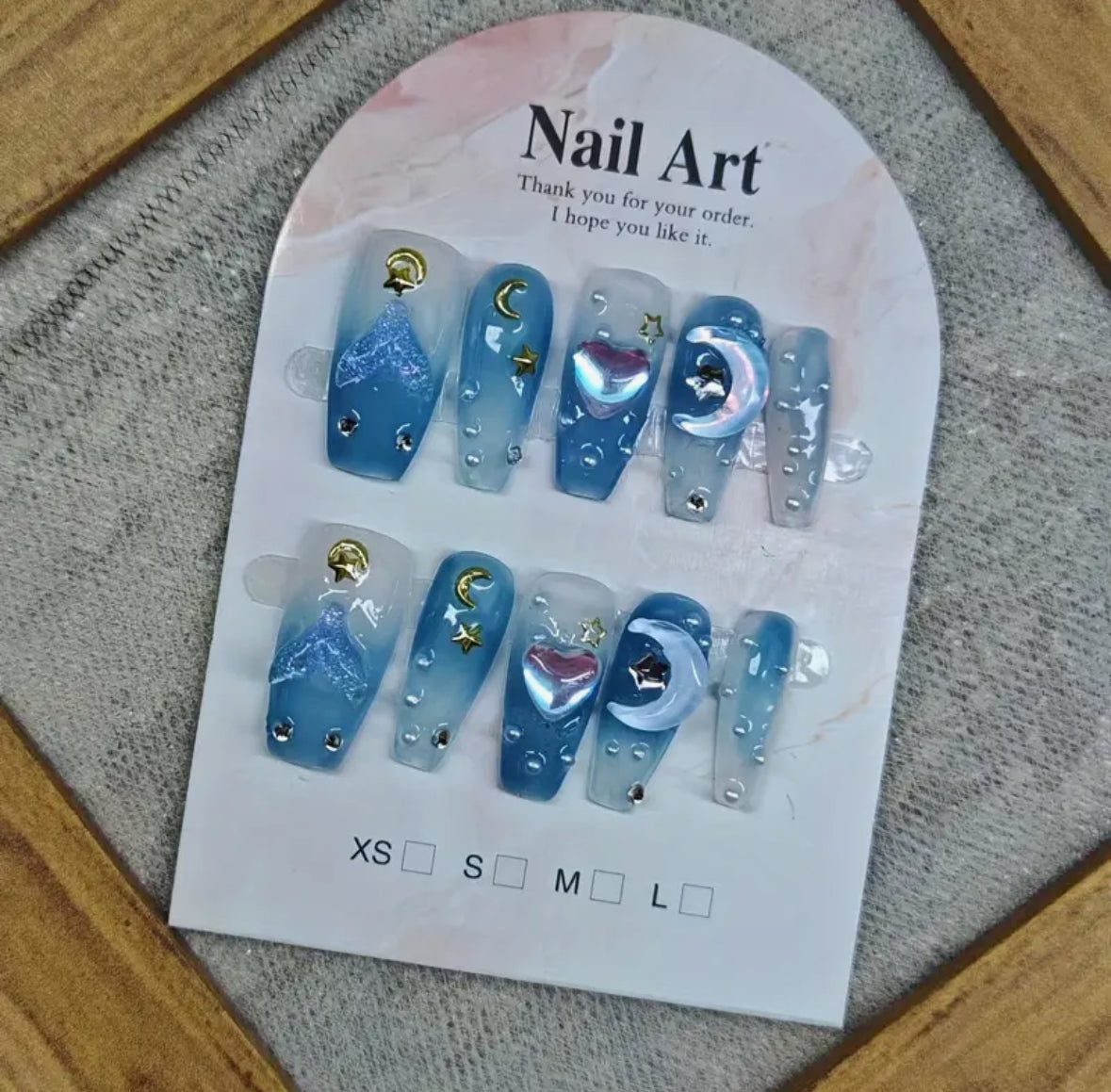 Moonlit Mirage: Blue Ballet Gloss Press-On Nail Set (10pcs)