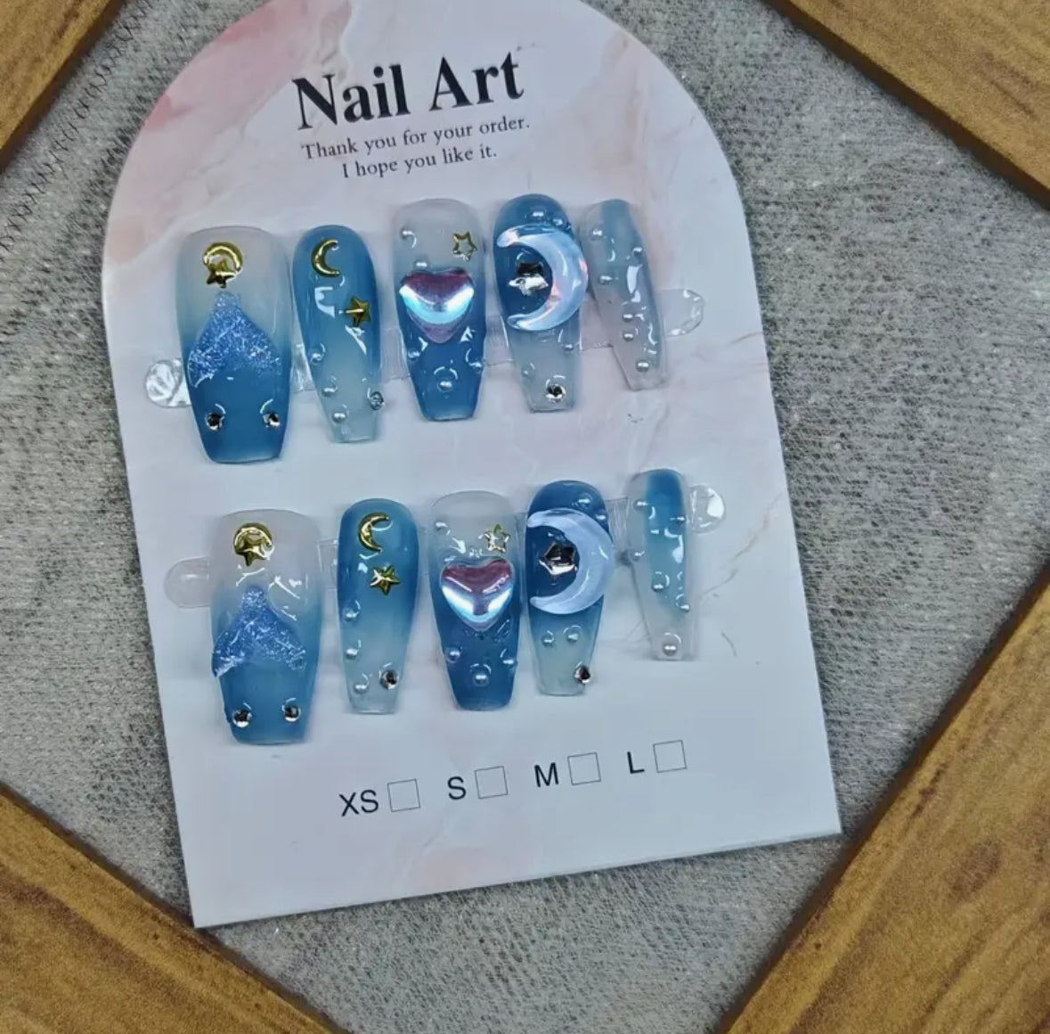 Moonlit Mirage: Blue Ballet Gloss Press-On Nail Set (10pcs)