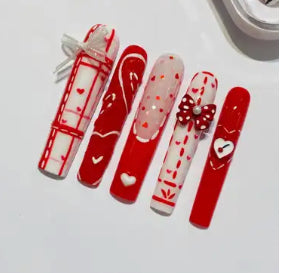 Love Note” Press-On Set – Ribbon & Romance