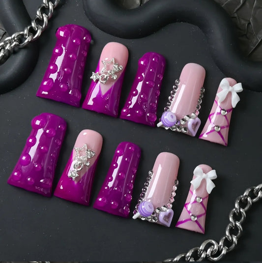 LolliFunk SugarTips” Press-On Nail Set – 10pc Duckbill Fantasy Flair